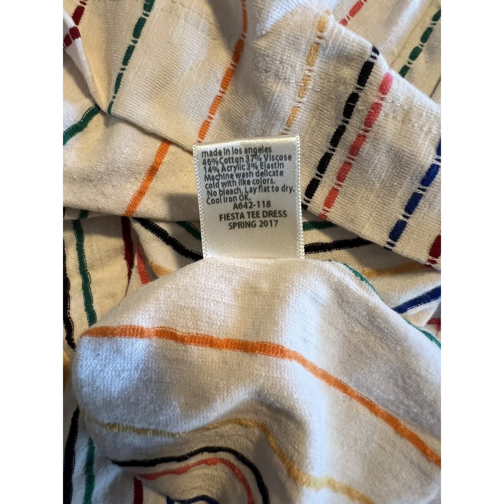 Anthem Of The Ants Girls Dress Size 10 Multi Color Stripes Pompom Sleeves Tan - Picture 5 of 10